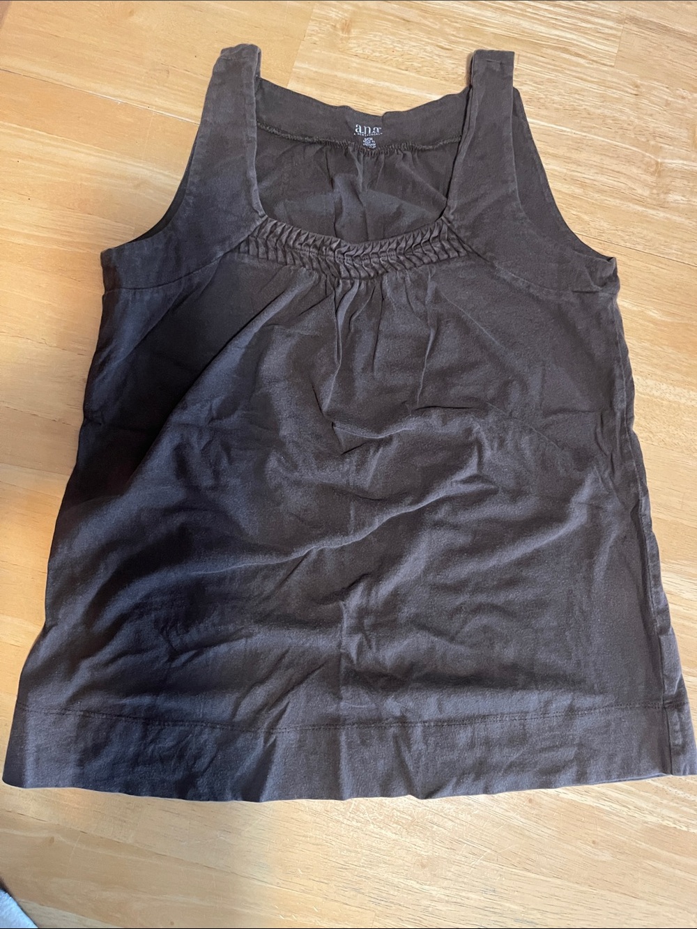 a.n.a Brown Braided Scoop Neck Tank Top - worn